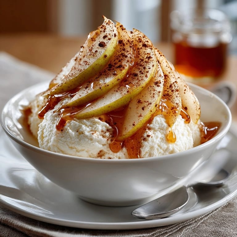 Dessert bowl featuring creamy Sweet Ricotta with Fresh Fruit and a drizzle of golden honey.