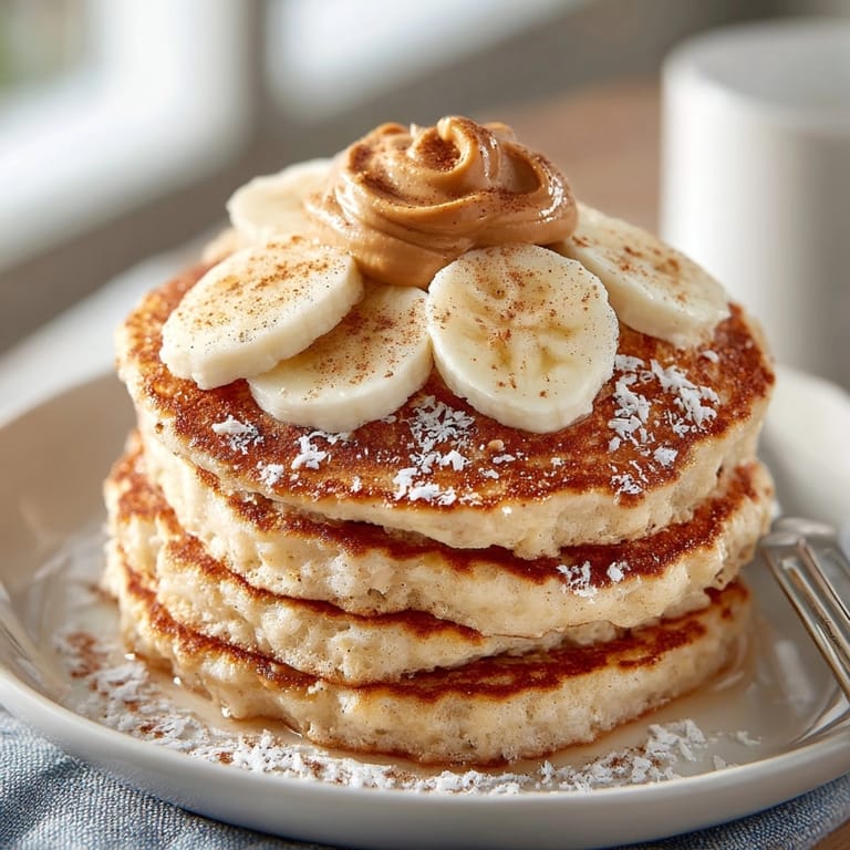 Fluffy fitness protein pancakes dusted with cinnamon, perfect for a healthy post-workout breakfast.