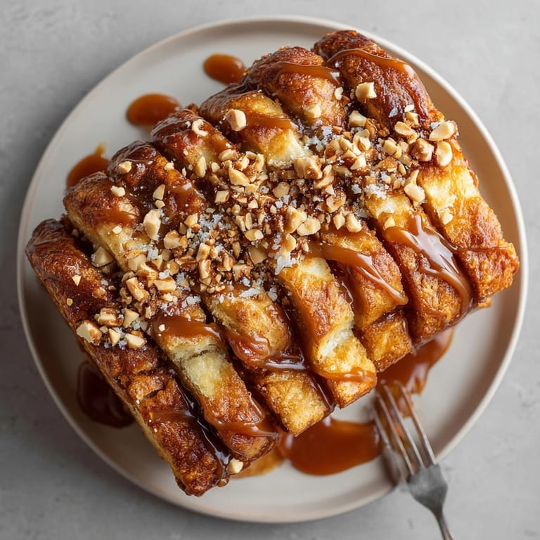 Close-up of Peanut Butter Caramel Pull-Apart Bread, soft pull-apart pieces revealing sweet, caramel-filled texture