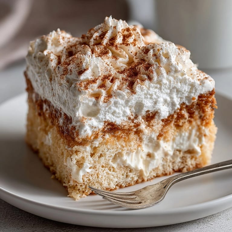 Delectable Pumpkin Spice Tres Leches Cake: Layers of moist cake, soaked milky goodness.