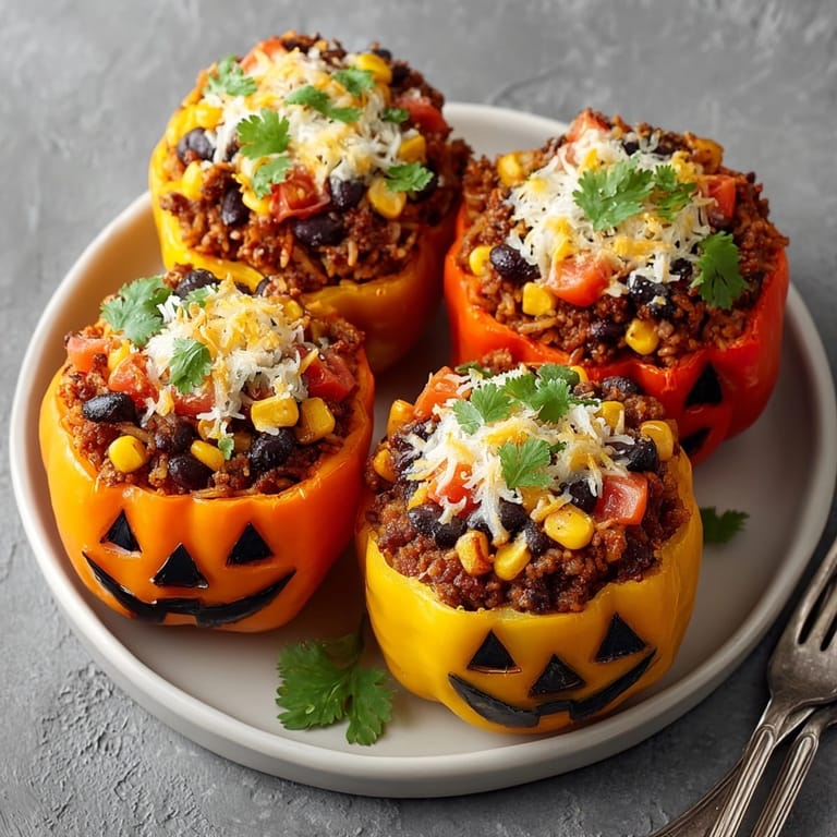 Easy vegetarian Black Bean Stuffed Peppers recipe, baked until soft with melted cheddar on top.