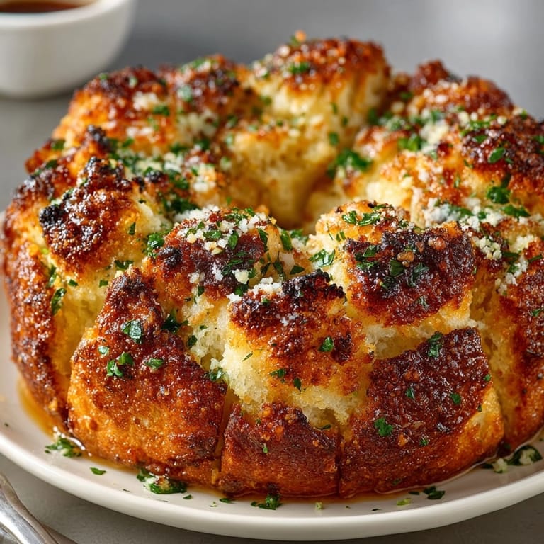 Easy, cheesy baked Garlic Parmesan Pull-Apart Bread Wreath, golden brown and fragrant.