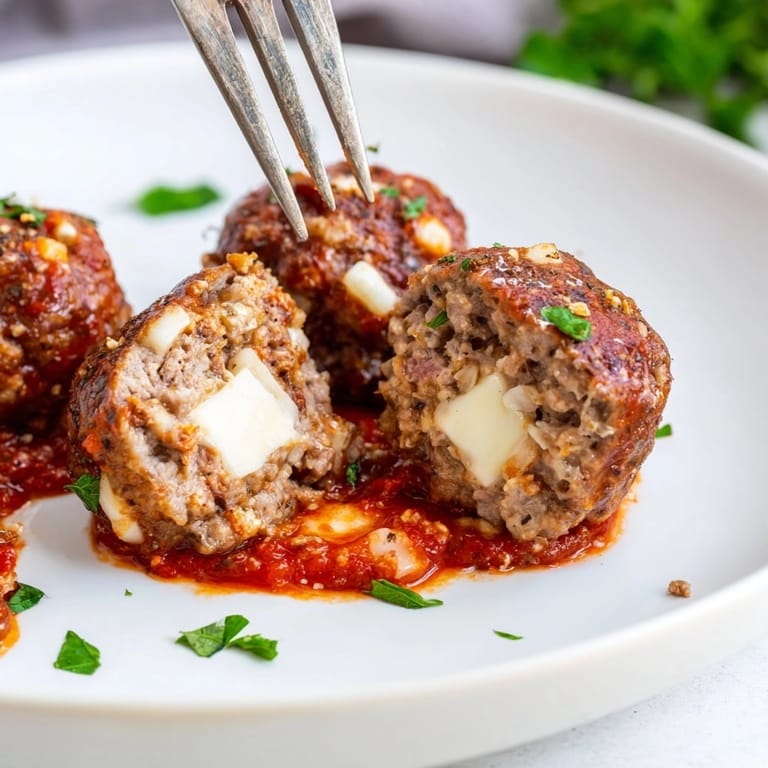 Spicy aroma fills the kitchen as Cheesy Cajun Stuffed Meatballs bake; serve over pasta.