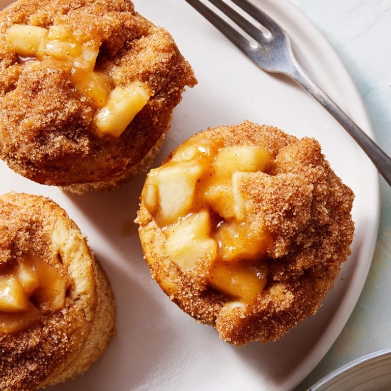 Tender muffin bites bursting with apple flavor and a delightful bourbon caramel surprise inside.