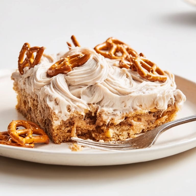 Delight in this Root Beer Pretzel Cinnamon Sheet Cake, perfect for dessert lovers.