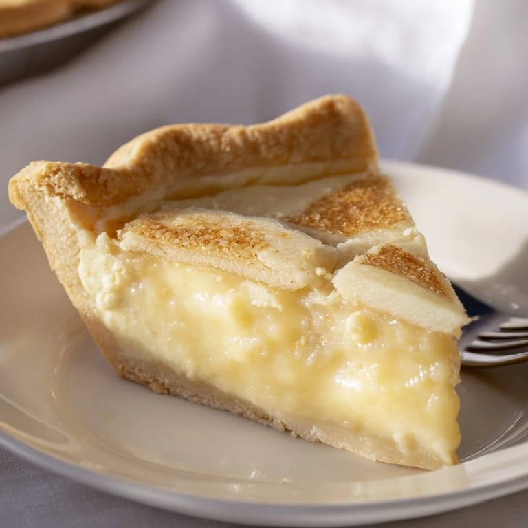 Decadent water pie topped with butter, inviting a slice of history to your table.  