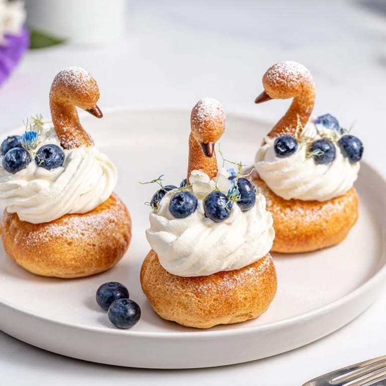 A beautiful close-up reveals the creamy filling of these delicate Plateau Cygne Pâtisseries Aériennes, perfect for desserts.