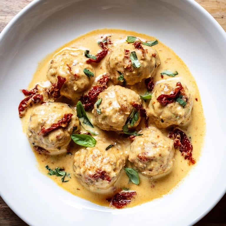 Rich, flavorful Marry Me Chicken Meatballs in a luscious cream sauce, ready to serve and enjoy.
