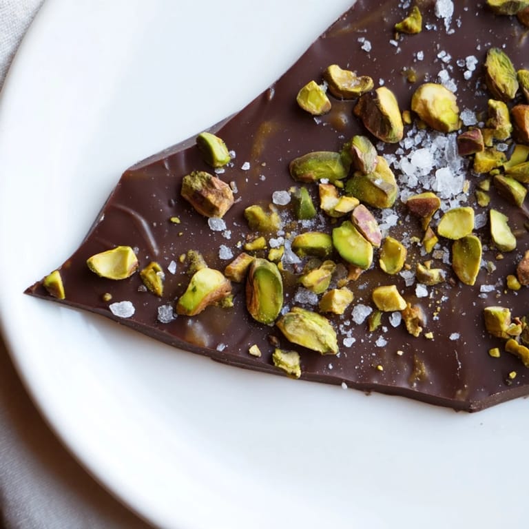 Golden caramel topping a dark chocolate base makes this Pistachio Salted Caramel Bark tempting.