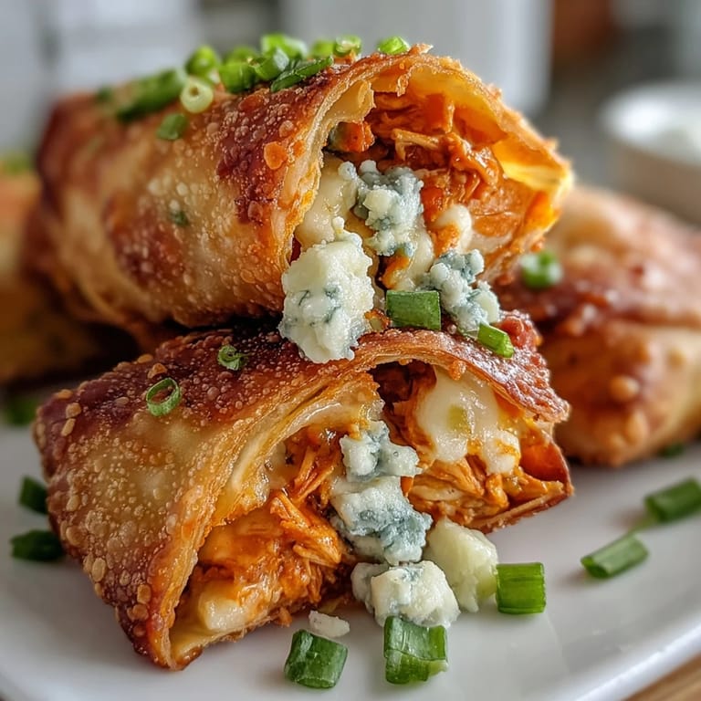 A basket of crispy Buffalo Chicken Egg Rolls, served with a side of creamy ranch dressing for dipping, perfect game day snack.