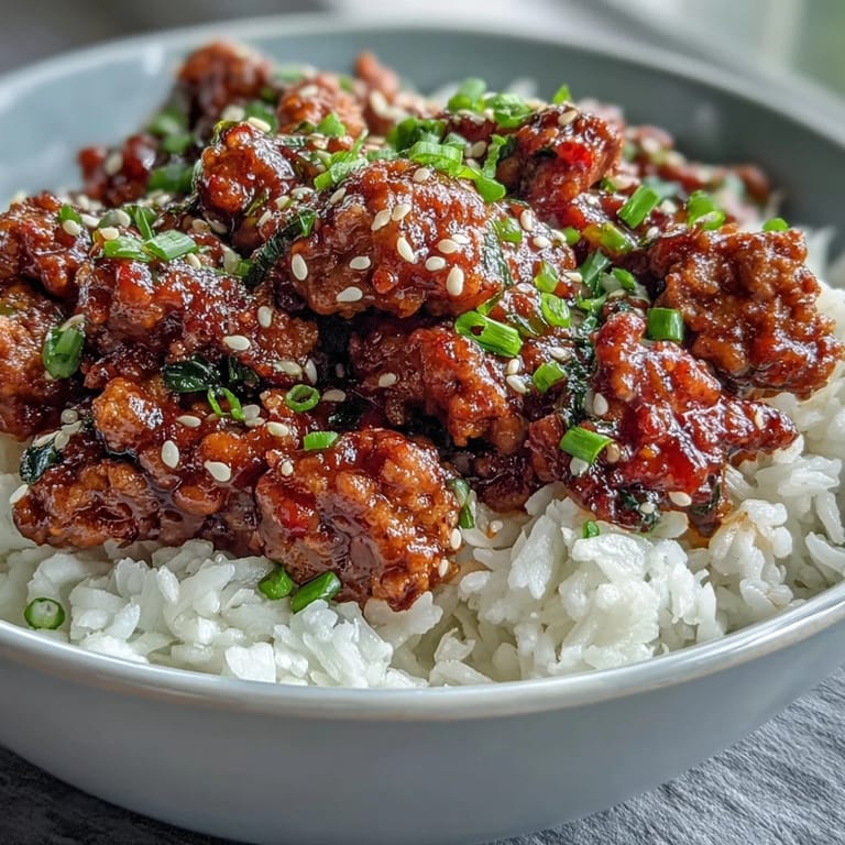 A savory pan of Korean-Style Ground Turkey simmered in a glossy, spicy-sweet sauce.