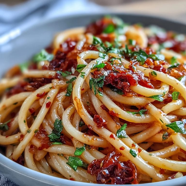 Fiery Calabrian chili pasta served with bucatini, lemon zest, and grated Pecorino Romano cheese
