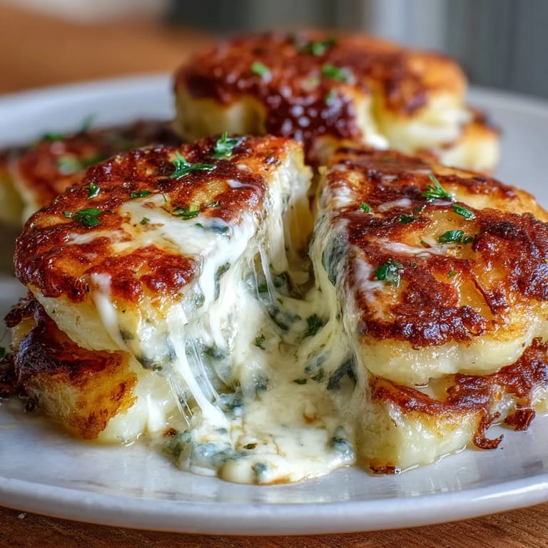 Crispy smashed Yukon Gold potatoes smothered in rich cream, fragrant herbs, and a blend of melted cheeses for ultimate comfort.