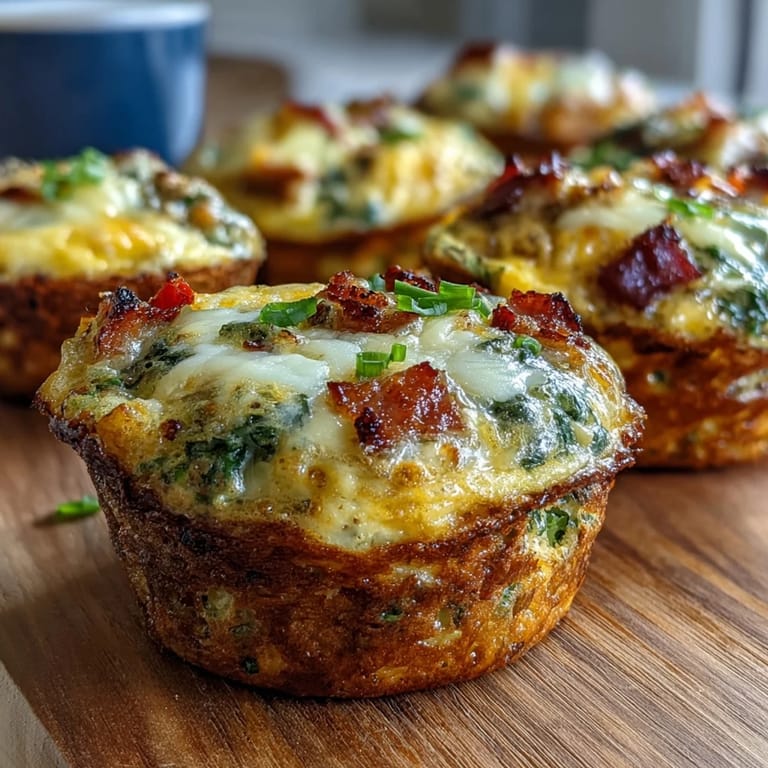 Savory egg muffins loaded with diced ham, vegetables, and melted cheese, perfect for quick, protein-packed morning meals.