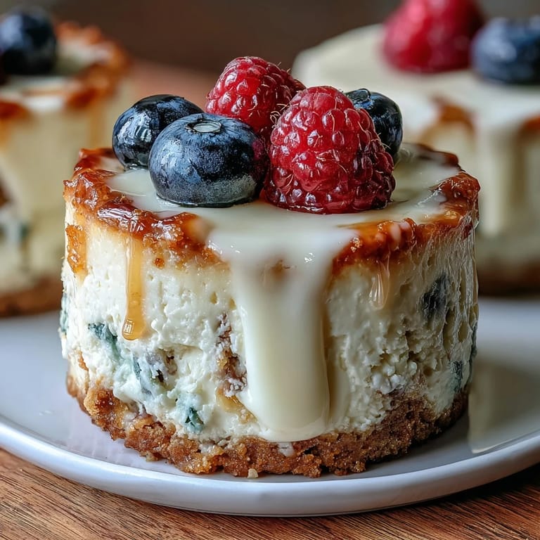 High-protein cottage cheese cheesecake cups topped with juicy berries, perfect for a guilt-free sweet treat.