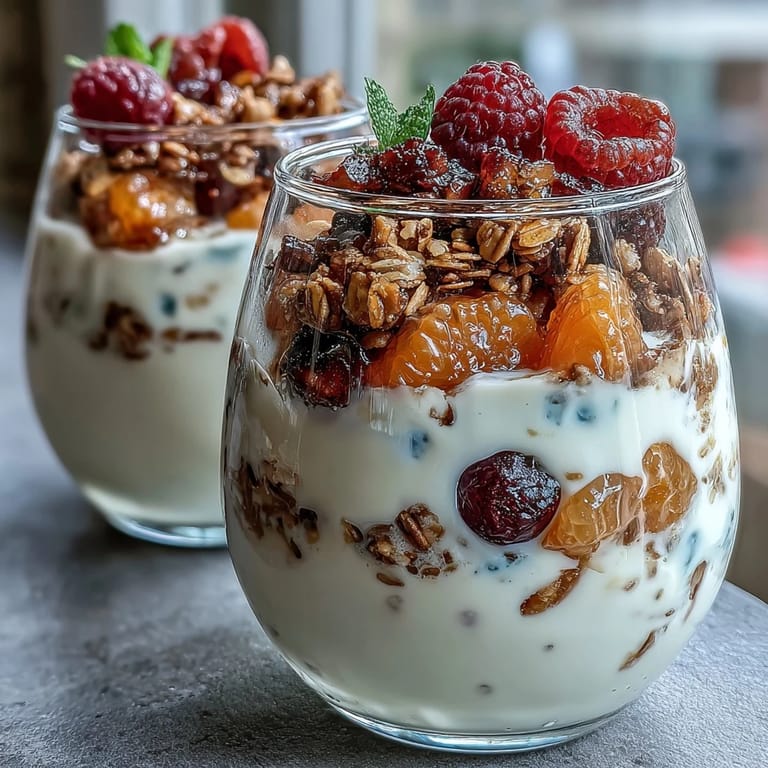 Vibrant Mothers Day brunch spread featuring a yogurt parfait bar with fresh berries and crunchy toppings.