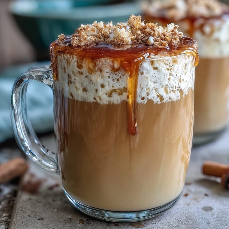 Warm dandelion tea latte featuring roasted dandelion root, frothy oat milk, and a drizzle of honey for a cozy, dairy-free treat.