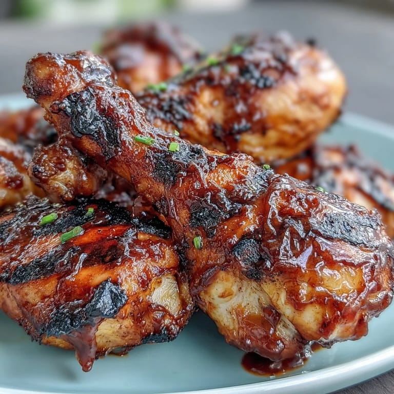 Golden-brown BBQ Chicken Drumsticks, hot off the grill with a sweet kick.