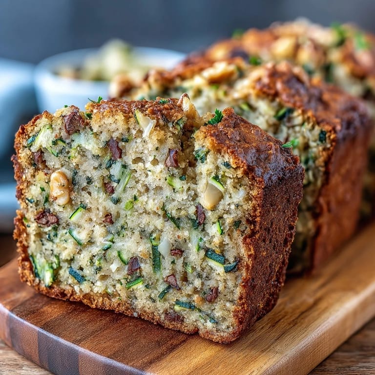 Golden brown Zucchini Banana Snack Bread ready to be enjoyed with coffee.