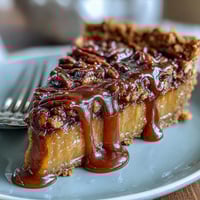 Decadent candied yams pie with pecan crust, golden and creamy, perfect for holiday dessert spreads.  