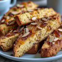 Crispy, twice-baked biscotti with sweet candied orange peel and a hint of vanilla, perfect for coffee dunking.  