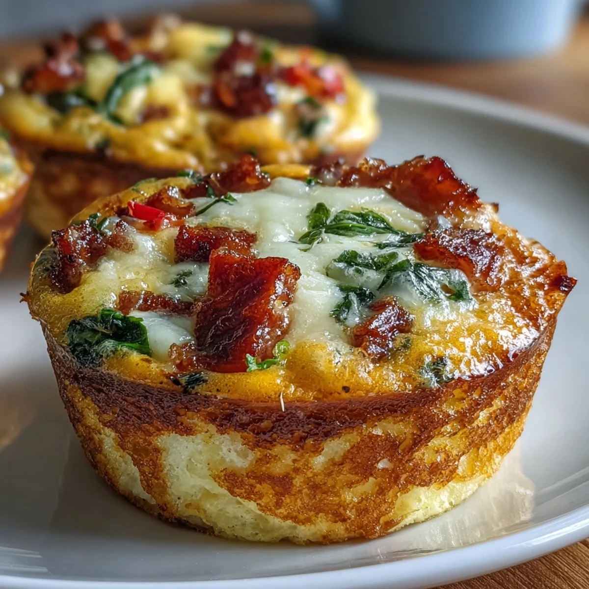 High-protein ham and veggie egg muffins baked with colorful peppers, spinach, and cheddar cheese for a healthy breakfast.