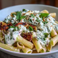 Creamy pea and ricotta pasta with fresh mint, a vibrant spring dish perfect for a light vegetarian meal.